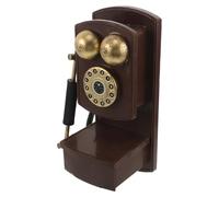 Amosfun Vintage Wall-Mounted Rotary Telephone Model with Storage Drawer, Retro 12.8x5.6x5.5 Antique Phone Decor for Home Office, Cafe, and Bar