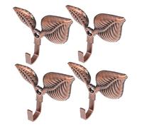 Amosfun Wall-Mounted Hook Strong Bearing Capacity Simple Vintage Style 4 Sets Leaf Shape Iron Hook Smooth Surface for Kitchen Living Room