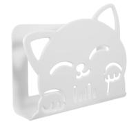 Amosfun Wall-mounted Weight Scale Storage Bracket in White Plastic Cat Panel Design, Easy Access and Modular Organizer for Bathroom and Small Apartment Use