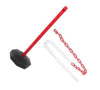 Amosfun Water Fillable Plastic Safety Bollard with Red Post and 3.3ft Red-White Chain Barrier Post for Parking Control and Road Safety Management