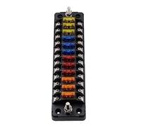 Amosfun Way Car Fuse Box with Flame Retardant Holder Positive Negative Terminals Dust Resistant Cover Includes Fuses and Multi Function DIY Sticker for Easy Identification and Repair