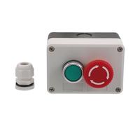 Amosfun Weatherproof Push Button Switch Box with Start and Stop Rotary Button, Emergency Stop Function, 2-hole Plastic Control Station for Industrial Use and Gate Openers