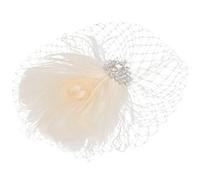 Amosfun White Plume Bridal Fascinator with Delicate Mesh Design Hair Clip Lightweight and Easy to Wear, for Tea Party Or Wedding Banquet Accessories