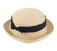 Amosfun Women S Foldable Straw Dome Sun Hat with Bowknot Roll-up Wide Brim for Beach and Summer Outdoors Beige
