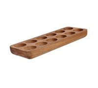 Amosfun Wooden Egg Holder Tray 12-hole Acacia Wood Countertop Egg Storage Container for Home Use