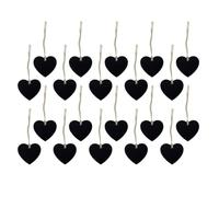 Amosfun Wooden Heart Shape Tags 20Pcs with Hanging String Mini Blackboard for Birthday and Wedding Decorations