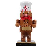 Amosfun Wooden Nutcracker Gingerbread Figures Decor Festive Christmas Decorations for Shelves Table Fireplace Desk Collectible Figurine