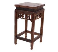 Amosfun Wooden Plant Stand Mini Foot Stool Decorative Jade Stone Carved Base Flower Pot Shelf Small Size Wooden Display Pedestal for Indoor Home Décor