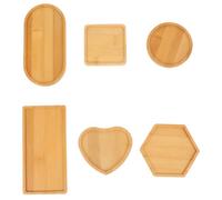 Amosfun Wooden Tray Set Includes Quadrate, Rectangle, Hexagon, Heart, and Oval Shapes DIY 6pcs for Home Decor Mosaic with Synthetic Material for Party Or Resin Ocean Painting Art