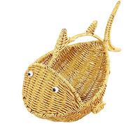 Amosfun Woven Basket Rattan Imitation Storage Basket for Fruit Snacks Kitchen Egg Holder Reusable