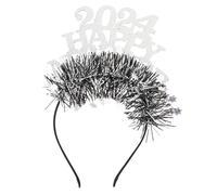 Amosfun Year Headband Silver Confetti Party Favors Elastic Hair Clasp for Adults Festive Photo Props Lightweight Celebration Accessory