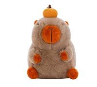 AMOSIJOY Capybara Plush Toy, Soft Stuffed Animal Pillow with Persimmon Hat, Cute Kawaii Capybara Plushie for Kids, Boys Girls, Birthday Gift (45cm,hui)