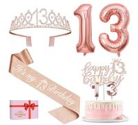 Amosking 13th Birthday Decorations Girls Rose Gold