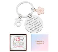 Amosking 15th Birthday Gift for Girls, Sweet Key chain for 15 Year Old Girl