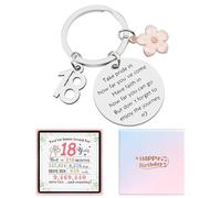 Amosking 18th Birthday Gifts for Girls, Happy Birthday Keychain for 18 Year Old Girls Sister Daughter Granddaughter, Unique 18th Key Chain Decorations for Classmate Friends Who Was Born in 2007