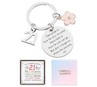 Amosking 21st Birthday Gifts for Girls, Happy Birthday Keychain for 21 Year Old Girls Sister Daughter Granddaughter, Unique 21st Key Chain Decorations for Classmate Friends Who Was Born in 2004