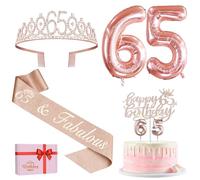 Amosking 65th Birthday Decorations for Women Rose Gold
