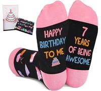 Amosking 7th Birthday Gifts for Girls, Socks for 7 Year Old Girls, 3D Pop Up Birthday Card, 7 Year Old Girl Gifts