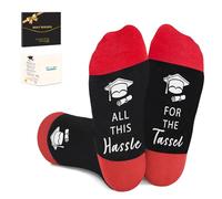 Amosking Graduation Socks 2026 - Funny 'All This Hassle For The Tassel' Design, Unisex, One Size, 3 Count, Novelty, Tube Socks - Congratulations Gifts for Men Women Graduates