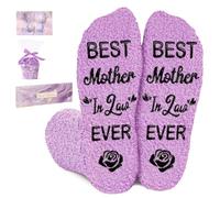 Amosking Mother in Law Gifts - Purple Coral Fleece Socks Gifts for Mother in Law Birthday, Thanksgiving, Christmas