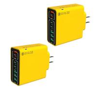 Amountofus 8 in 1 Waterproof Ports USB Fast Charger, Multi-Port Charging Station for Multiple Devices, High-Speed Hub Power Block with Outlet Plug, for Travel/Home/Office (2*Yellow)