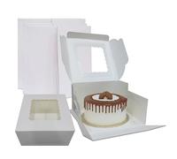 Amour Cake Box Pack of 10 - Premium Sturdy Cardboard 10 Inch Cake Box with Transparent Window (10x10x5 inch) to Showcase Cakes, Muffins, Donuts, Pastries - Easy Assembly