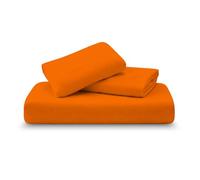 Amour Calin 3 Piece Bed Sheet Set - Easy Care Soft Brushed Microfibre Fabric - 1 Fitted Sheet, with Pair of Pillowcases - Shrinkage and Fade Resistant - 12 inches Deep Fitted (Orange, King)