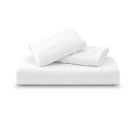 Amour Calin 3 Piece Bed Sheet Set - Easy Care Soft Brushed Microfibre Fabric - 1 Fitted Sheet, with Pair of Pillowcases - Shrinkage and Fade Resistant - 12 inches Deep Fitted (White, Double)