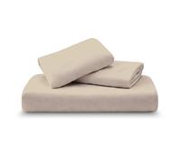 Amour Calin 3 Piece Bed Sheet Set - Easy Care Soft Brushed Microfibre Fabric - 1 Fitted Sheet, with Pair of Pillowcases - Shrinkage and Fade Resistant - 12 inches Deep Fitted (Cream, 4 Feet)