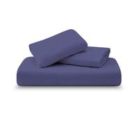 Amour Calin 3 Piece Bed Sheet Set - Easy Care Soft Brushed Microfibre Fabric - 1 Fitted Sheet, with Pair of Pillowcases - Shrinkage and Fade Resistant - 12 inches Deep Fitted (Navy, King)