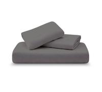 Amour Calin 3 Piece Bed Sheet Set - Easy Care Soft Brushed Microfibre Fabric -1 Fitted Sheet, with Pair of Pillowcases - Shrinkage and Fade Resistant - 12 inches Deep Fitted (Grey, Double)