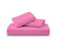 Amour Calin 3 Piece Bed Sheet Set - Easy Care Soft Brushed Microfibre Fabric - 1 Fitted Sheet, with Pair of Pillowcases - Shrinkage and Fade Resistant - 12 inches Deep Fitted (Pink, Single)