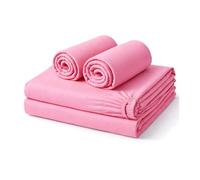 Amour Calin 4 Piece Bed Sheet Set - Easy Care Soft Brushed Microfibre Fabric - Flat Sheet, Fitted Sheet with Pair of Pillowcases - Shrinkage and Fade Resistant (Pink, Single)