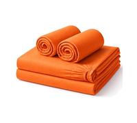 Amour Calin 4 Piece Bed Sheet Set - Easy Care Soft Brushed Microfibre Fabric - Flat Sheet, Fitted Sheet with Pair of Pillowcases - Shrinkage and Fade Resistant (Orange, Double)