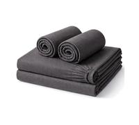 Amour Calin 4 Piece Bed Sheet Set - Easy Care Soft Brushed Microfibre Fabric - Flat Sheet, Fitted Sheet with Pair of Pillowcases - Shrinkage and Fade Resistant (Grey, King)