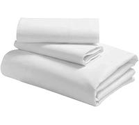 Amour Càlin Single Flat Sheet & Pillow Case Set 2 Piece- Cotton Blend Single Bed Sheets White 178x274cm & Pillow Protectors 51x86cm for Home/Hospital/Hotel/Spa Machine Washable Soft Moisture Absorbing