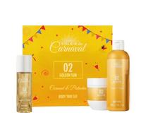 Amour De Carnaval Golden Sun Body Care Gift Set - Caramel & Pistachio Scent | 3-Piece Women’s Set with Body Wash 300ml, Body Lotion 240ml & Body Mist 100ml | Laurelle London Trio Set