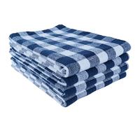 AMOUR INFINI Kitchen Towels Set of 4 Buffalo Checks Blue/White Kitchen Towels 20X28 Inches 100% Cotton Highly Absorbent Kitchen Towels Premium Quality Ultra Soft Mitered Corners KitchenTowels