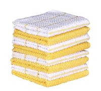 AMOUR INFINI Terry Dish Cloth | Set of 8 | 12 x 12 Cms | Super Soft and Absorbent |100% Cotton Dish Rags | Perfect for Household and Commercial Uses | Yellow Binding Kitchen & Home