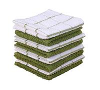 AMOUR INFINI Terry Kitchen Dish Cloth Set of 8, 30 x 30 Cms Super Soft and Absorbent Kitchen Cloth for Washing Up 100% Cotton Dish Cloths for Kitchen Perfect for Household and Commercial Uses | Green