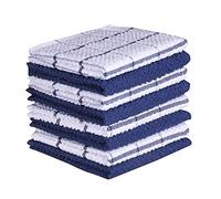 AMOUR INFINI Terry Kitchen Dish Cloth Set of 8, 30 x 30 Cms Super Soft and Absorbent Kitchen Cloth for Washing Up 100% Cotton Dish Cloths for Kitchen Perfect for Household and Commercial Uses | Blue
