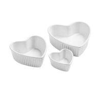 Amour White Stoneware Oven Dish Set of 3 with Heart Shape