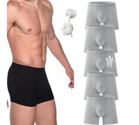 AMOUSDRDR 5 Pcs Men's Ultra-Absorbent Incontinence Boxer Briefs, Mens Incontinence Leakproof Washable Reusable Leakproof Cotton High Absorbency Boxer Brief (Gray-5Pcs,6XL)