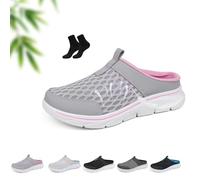 AMOUSDRDR Casual Beach Breathable Mesh Half Slippers, Unisex's Mules Clogs Backless Slip On Sneakers Shoes Wide Fit Closed Toe Sandals Comfort Walking Shoes (Pink,39EU)