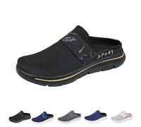 AMOUSDRDR Men's Comfortable Breathable Support Sports Slip-on Sandals, Unisex Casual Orthopedic Backless Shoes, Non-Slip Closed Toe Slides (Black,43EU)