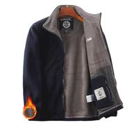 AMOUSDRDR Men's Double-Layer Fleece Jacket, Unisex Double-Layer Padded Warm Jacket, Winter Ultra-Warm Polar Fleece Coats Full Zip (Navy,XL(90-100kg))