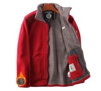 AMOUSDRDR Men's Double-Layer Fleece Jacket, Unisex Double-Layer Padded Warm Jacket, Winter Ultra-Warm Polar Fleece Coats Full Zip (Red,M(70-80kg))