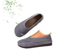 AMOUSDRDR Women's Casual Breathable Soft-Soled Walking Shoes, Women's Rhinestone Breathable Orthopedic Slip on Walking Shoes, Light Comfortable Flat Loafers (Gray,39EU)