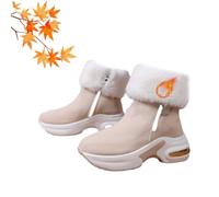 AMOUSDRDR Women's Winter Side Zipper Fleece Lined Warm Snow Boots, Lightweight Comfort Mid Calf Fur Lined Warm Anti-Slip Ankle Boots (White,39EU)