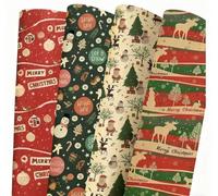 Amouy Christmas Wrapping Paper for Kids Adults - Reindeer, Stripes, Snowman,Woodlands, Snowman, Red Gift Winter Scene Designs - 28 x 40 Inches per, 4Jumbo Sheets, Recycled